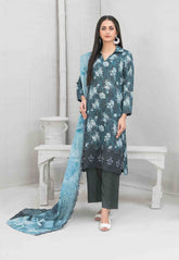 3pc Digital printed lawn suit with embroidered digital print cutwork Dupatta