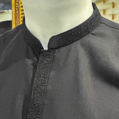 Embroidered Black Kurta Trouser