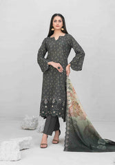 3pc Digital printed lawn suit with embroidered digital print cutwork Dupatta