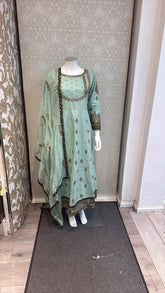 Zj saje green slit long frock Casual Dress Elegant Evening Piece Womenswear