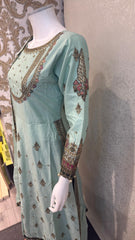 Zj saje green slit long frock Casual Dress Elegant Evening Piece Womenswear