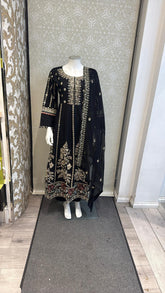 Zj black long length frock maxi Casual Dress