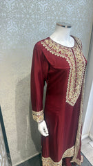 3pc Velvet Maroon Sheesha silk