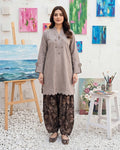 Dusty Brown Modern Solid 2PC - Chic shirt with digital print trouser