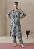Silver Sage Linen Stitched Staple Digital print suit