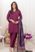 Plum Purple Embroidered Shirt with Digital Printed Shawl Dupatta