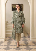 Sage Green Printed Khaddar 3-Piece Suit