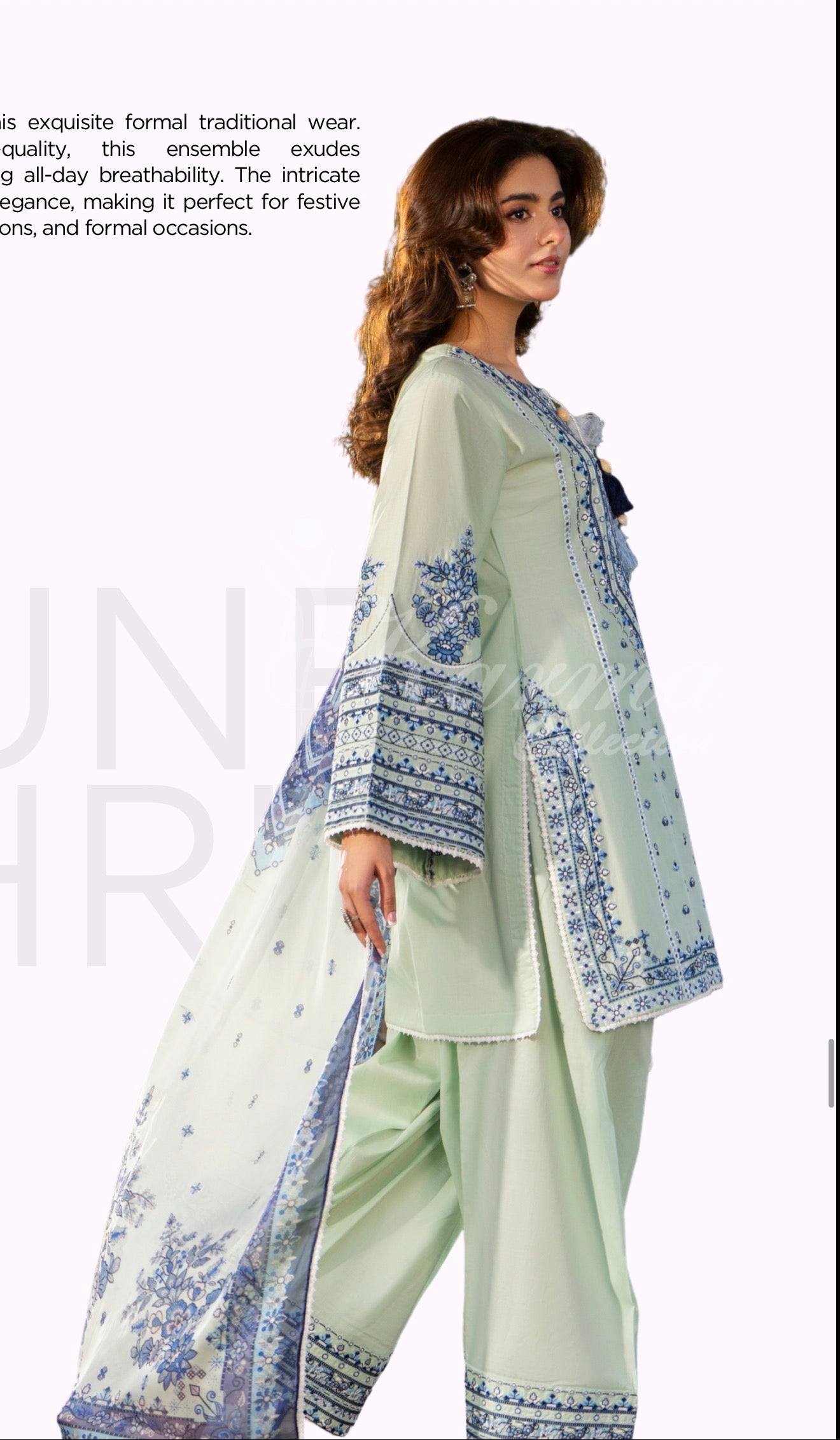 Green and blue original karma farshi Shalwaar 3pc suit