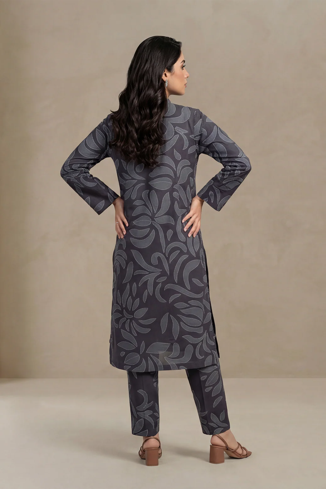 2pc co-ord set noore vol4 blue with grey print