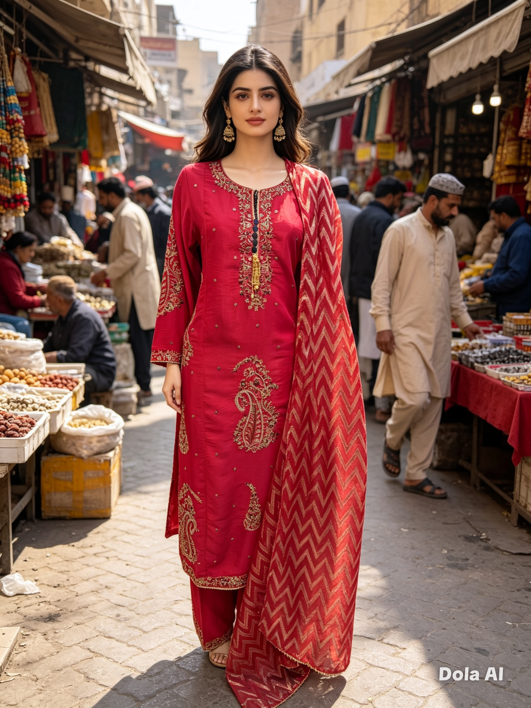 Ethnic inspired shocking pink 3pc outfit