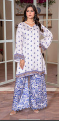 Luxury 2pc silk white and blue
