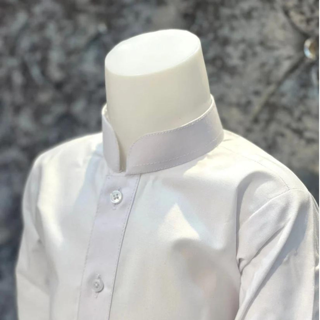 Kids Plain Kurta Trouser -  White -213