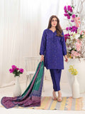 Royal Blue Embroidered Shirt with Teal Digital Printed Shawl Dupatta