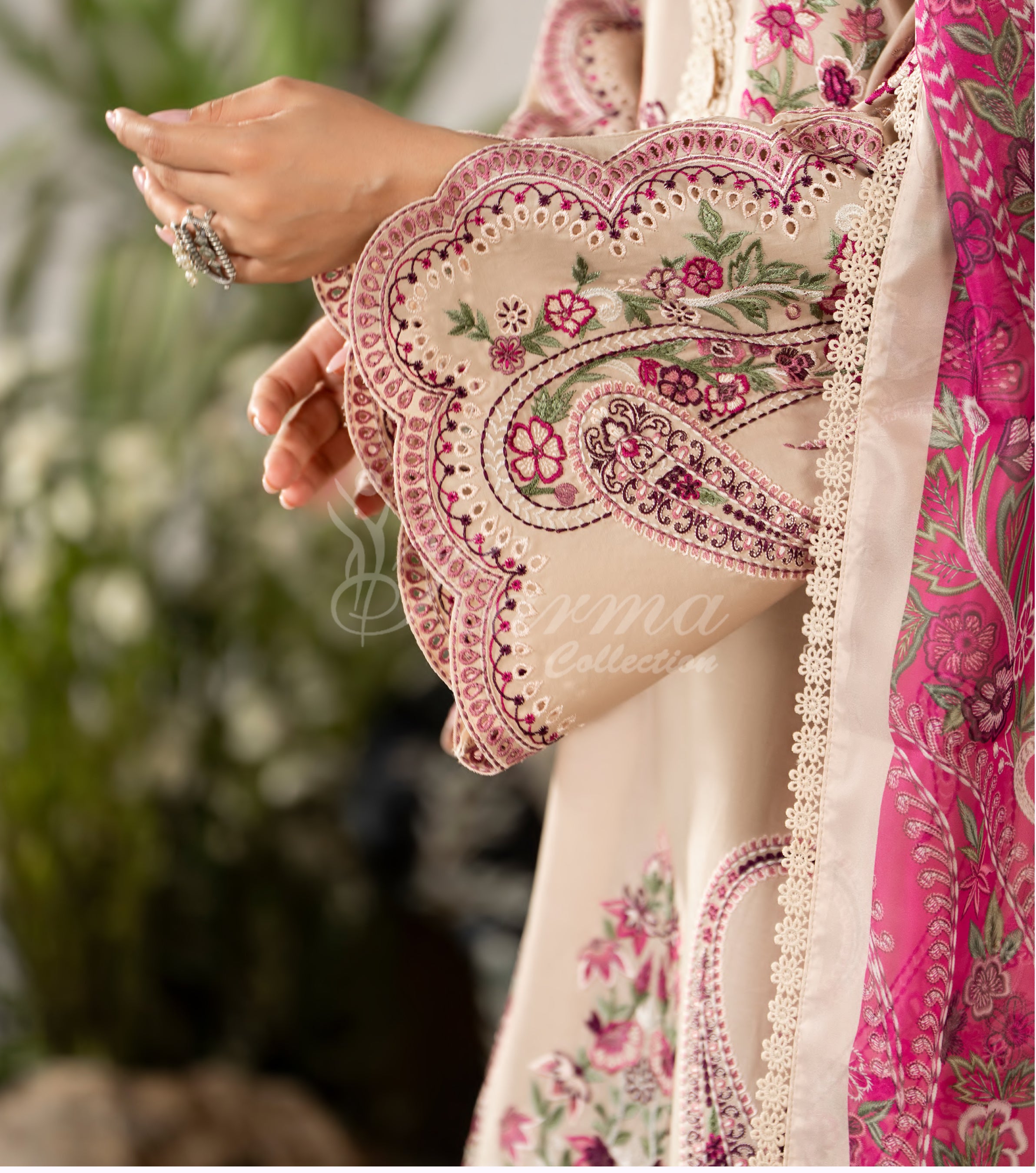 Light Sand Karma Signature Embroidered 3 Piece suit