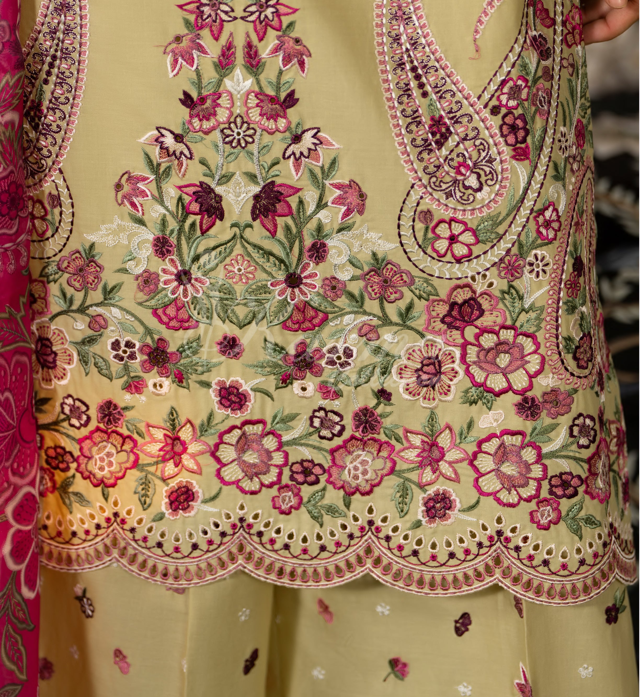 Warm Yellow Karma Signature Embroidered 3 Piece suit