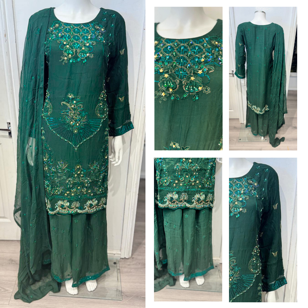 Casual Charm Sharara - Bottle Green