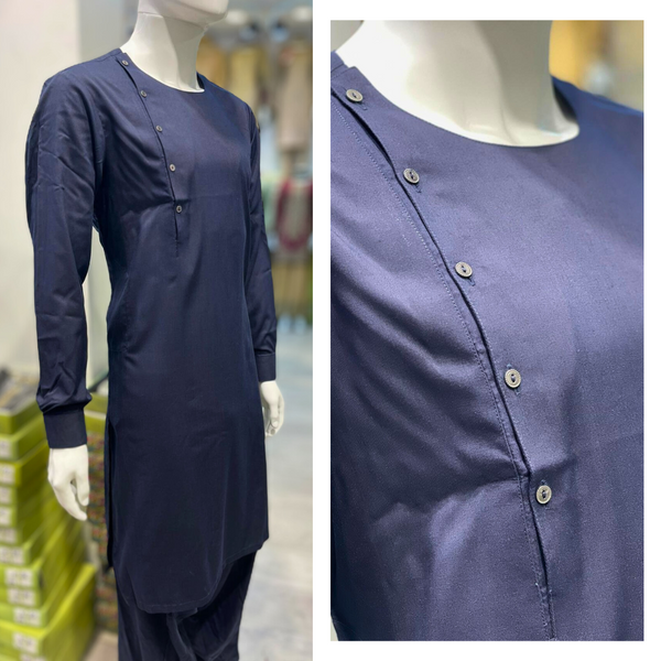 Menswear Kurta Style Shalwar Kameez with no Collars