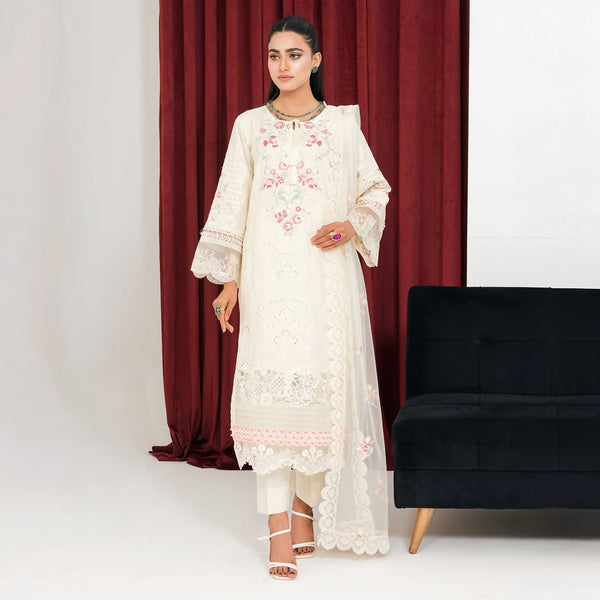 cream with pink flower neckline