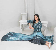 3pc Digital printed lawn suit with embroidered digital print cutwork Dupatta