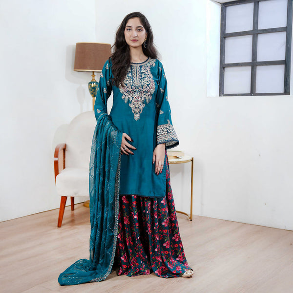 Torquiese kameez with sharara