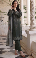 charcoal green 3pc Lawn Stitched Suit