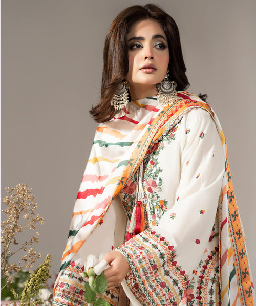 Warm Cream Karma Signature Embroidered 3 Piece suit