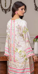 Luxury 2pc silk cream with pink and green