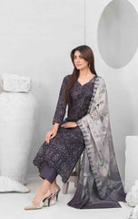 3pc Digital printed lawn suit with embroidered digital print cutwork Dupatta