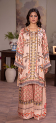 Luxury 2pc silk Baige with red print on sleeves