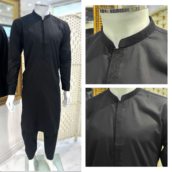 Embroidered Black Kurta Trouser