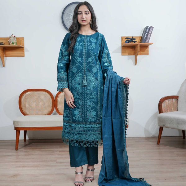 Turquoise cutwork outfit