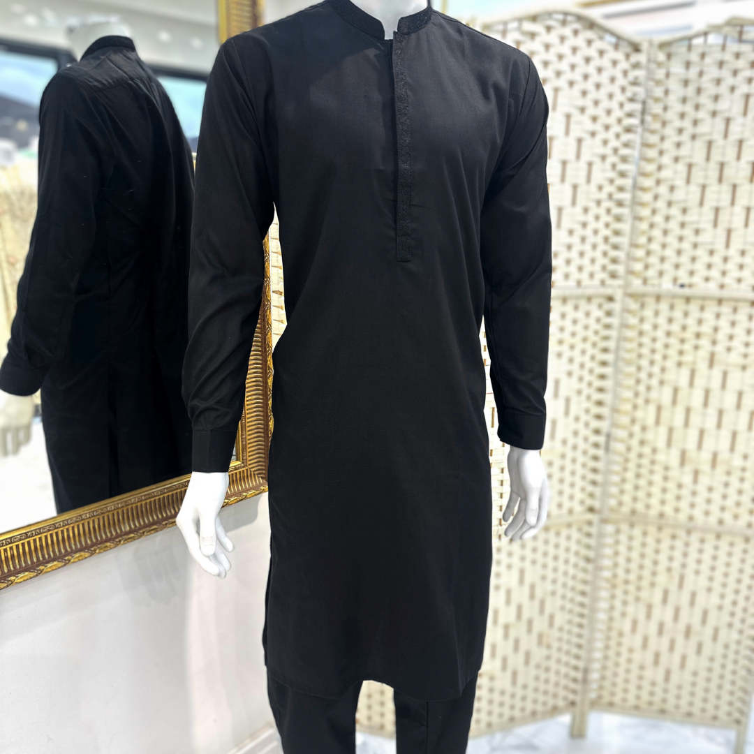 Embroidered Black Kurta Trouser