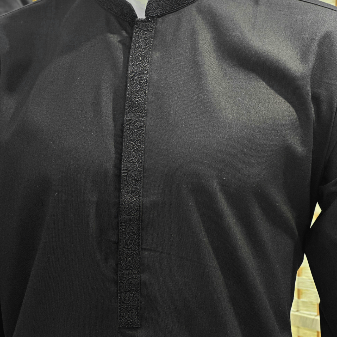 Embroidered Black Kurta Trouser