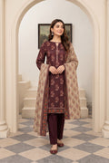 Maroon Printed Khaddar 3-Piece Suit