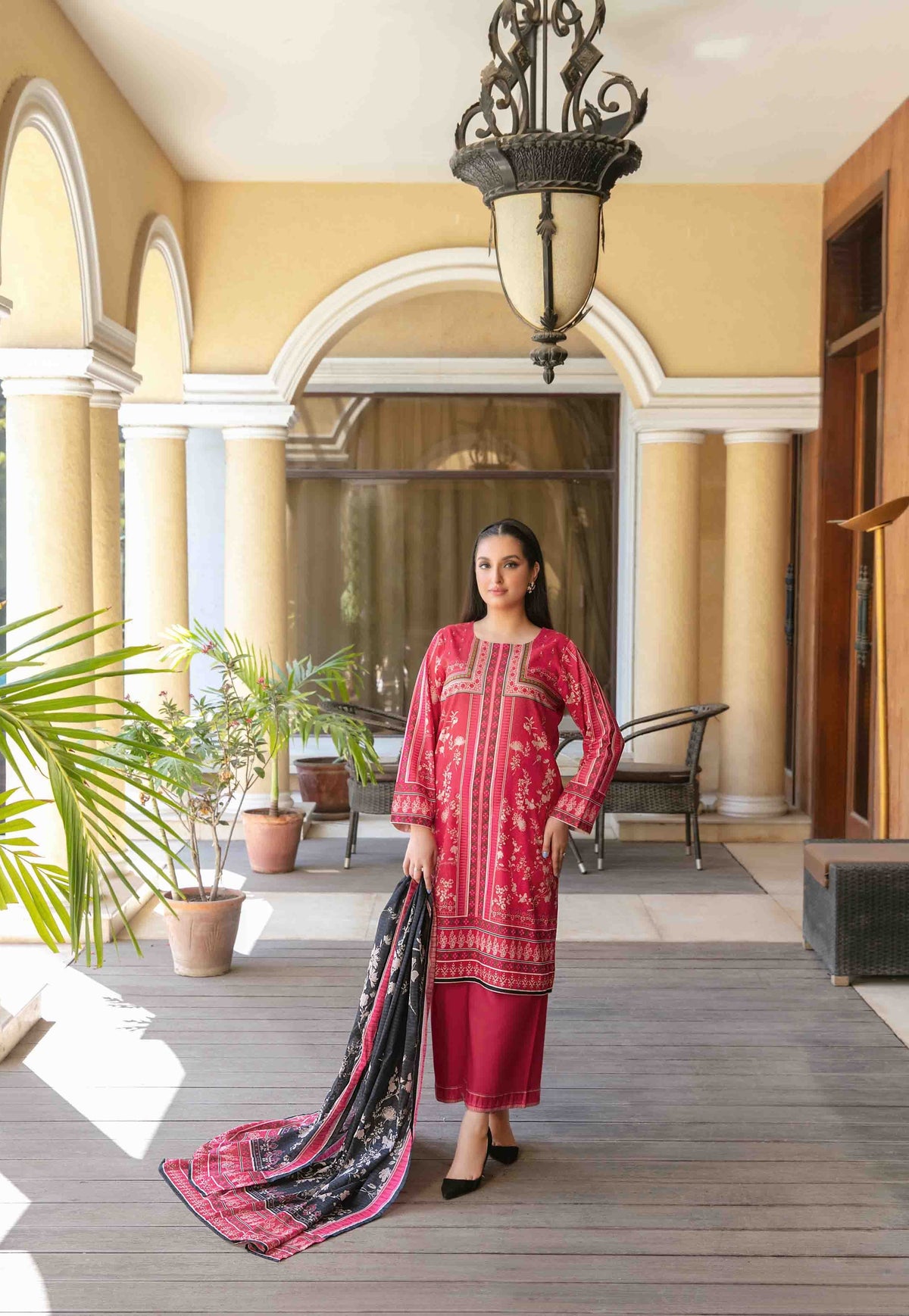 3pc Lawn Slub Digital Print Suit with Lawn Digital Print Dupatta