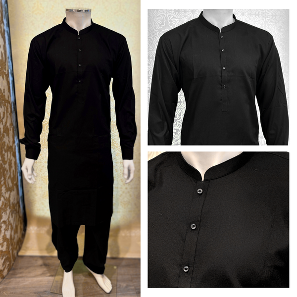 Black Plain Kurta Trouser