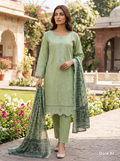 Mint green 3pc outfit with sequence and printed scarf