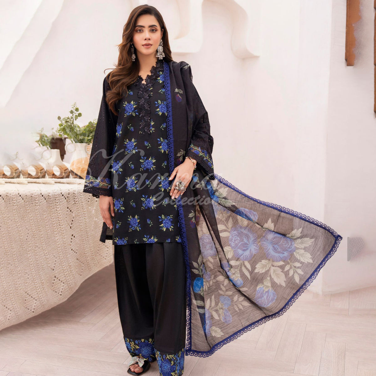 KC 1475 black and navy blue cross stich