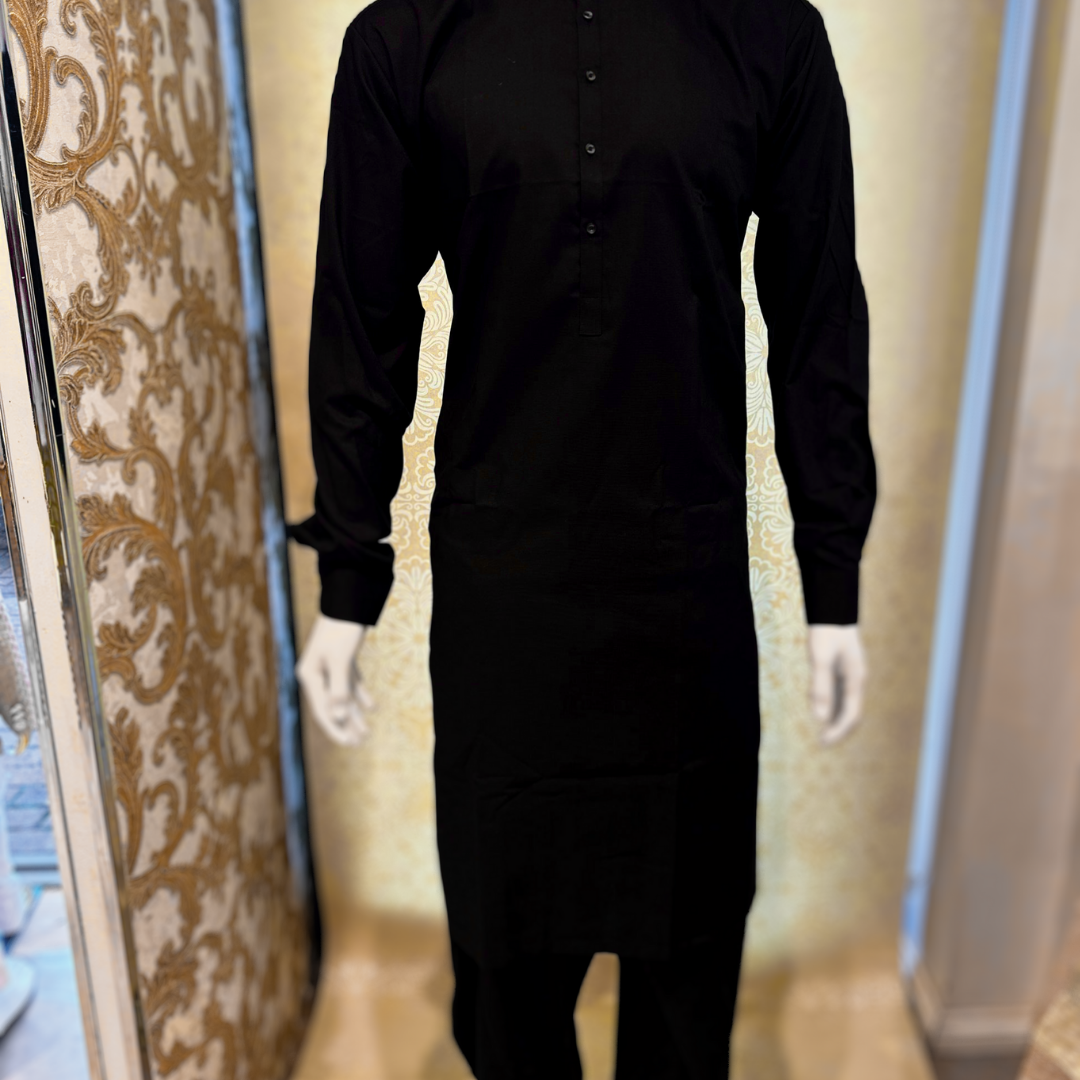 Black Plain Kurta Trouser
