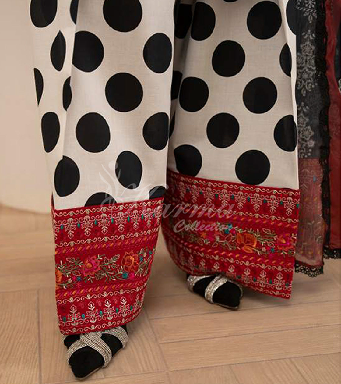 Rich Black Embroidered Lawn Suit with Printed Trouser & Chiffon Dupatta