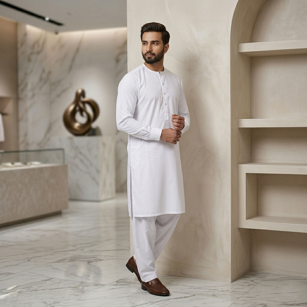214 white Simple and sophisticated collarless suit