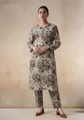 Mushroom Beige Linen Stitched Staple Digital print suit