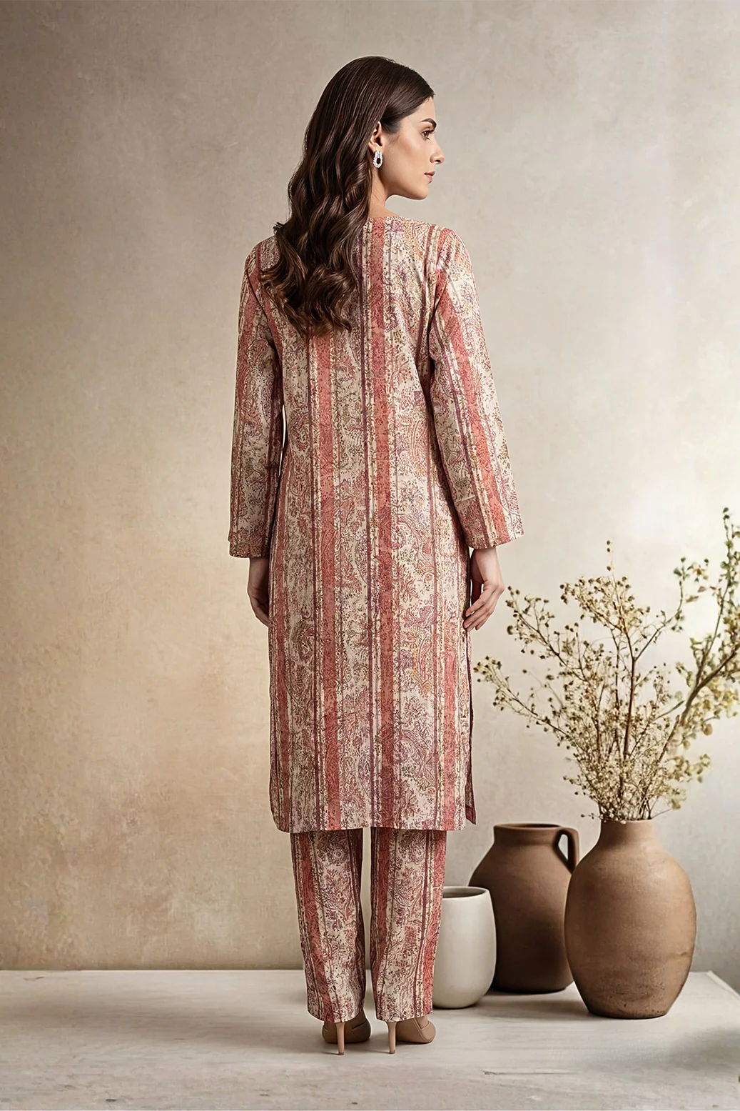 2pc co-ord set plans and cream print  D-5499 - Noore vol4