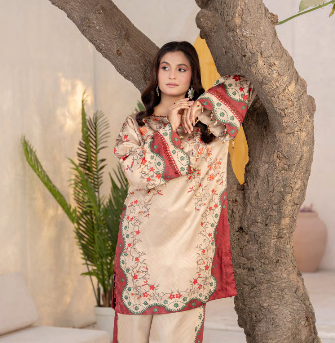 2pc co-ord set Baige and red
