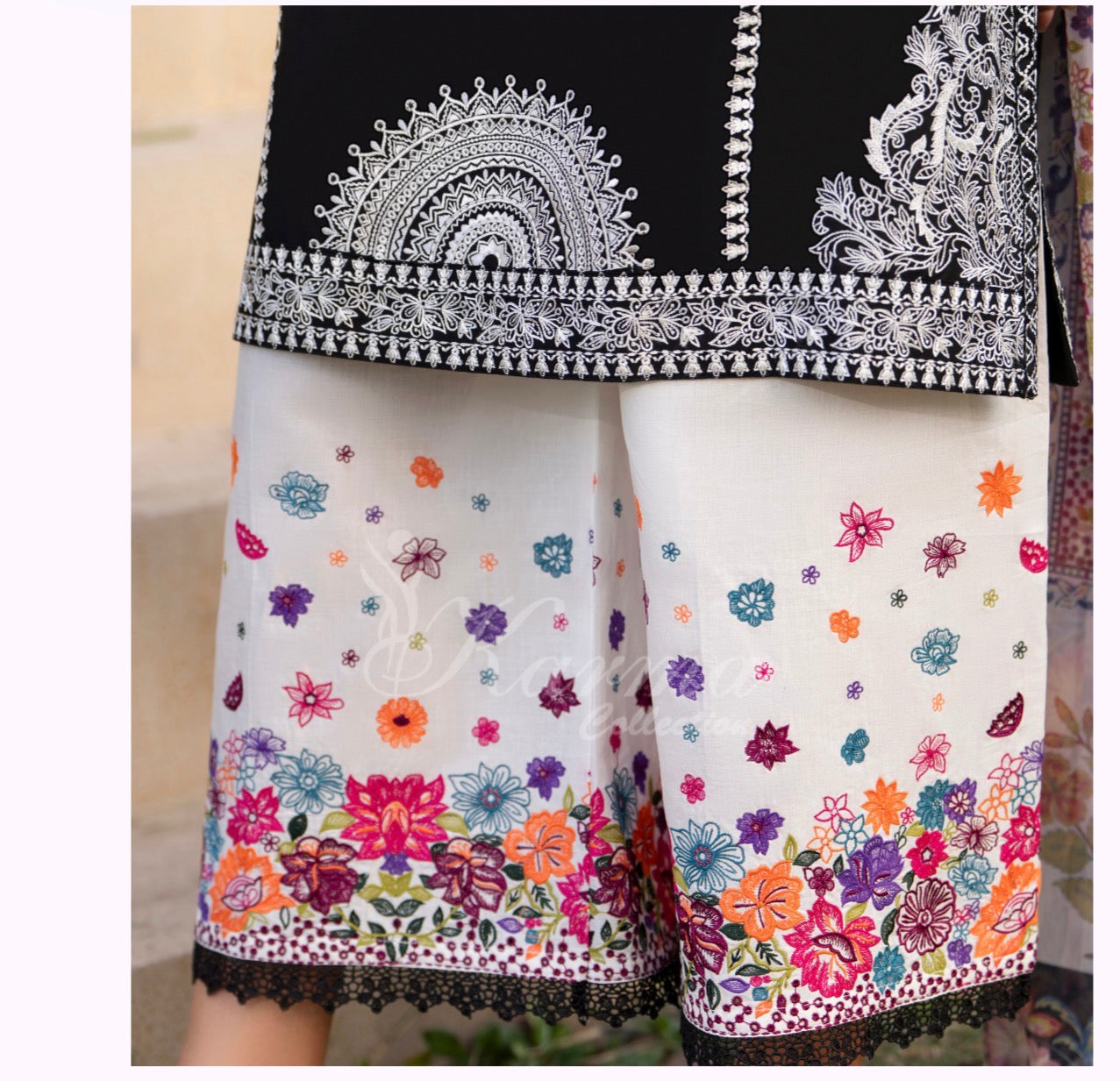 Black with white trouser original 3pc karma collection suit