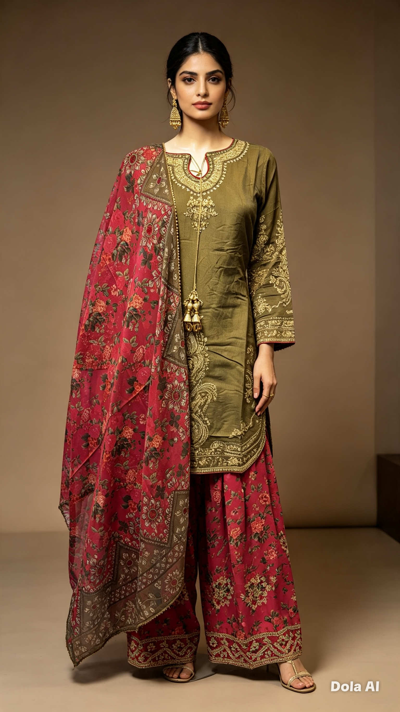 Ethnic inspired mint green outfit with silk scarf