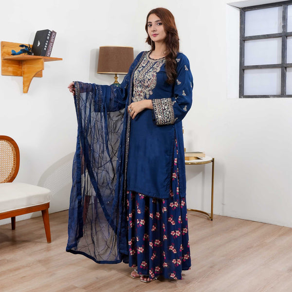 navy kameez with sharara