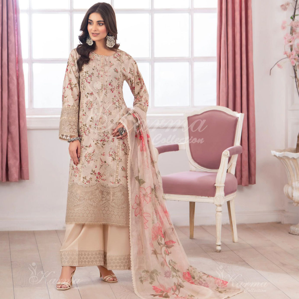 KC 1461 skin colour floral print