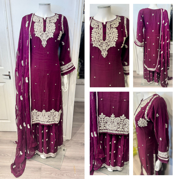 Casual Charm Sharara - Plum