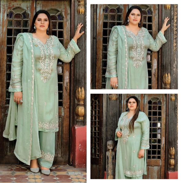 Embroidered Suit - Spring Green